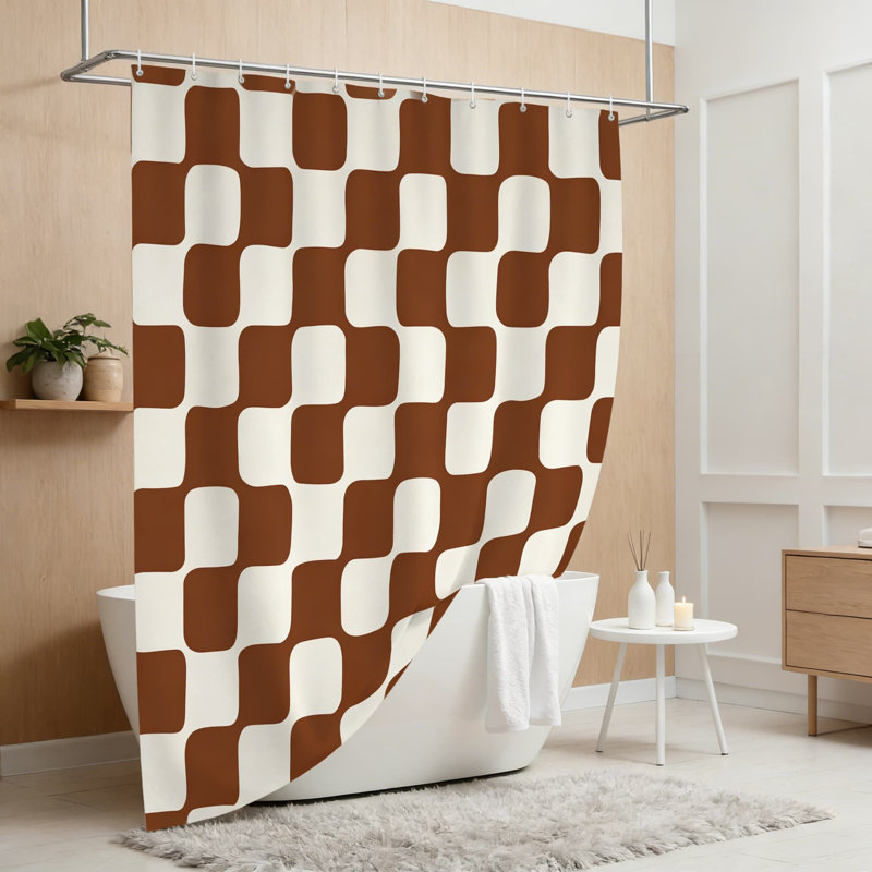 Ensemble de rideau de douche Retro, Brun