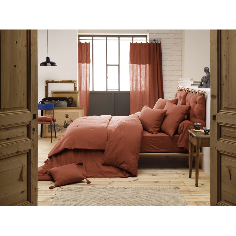 Knopp Cotton Solid Colour Duvet Cover, Orange, Super King Duvet Cover