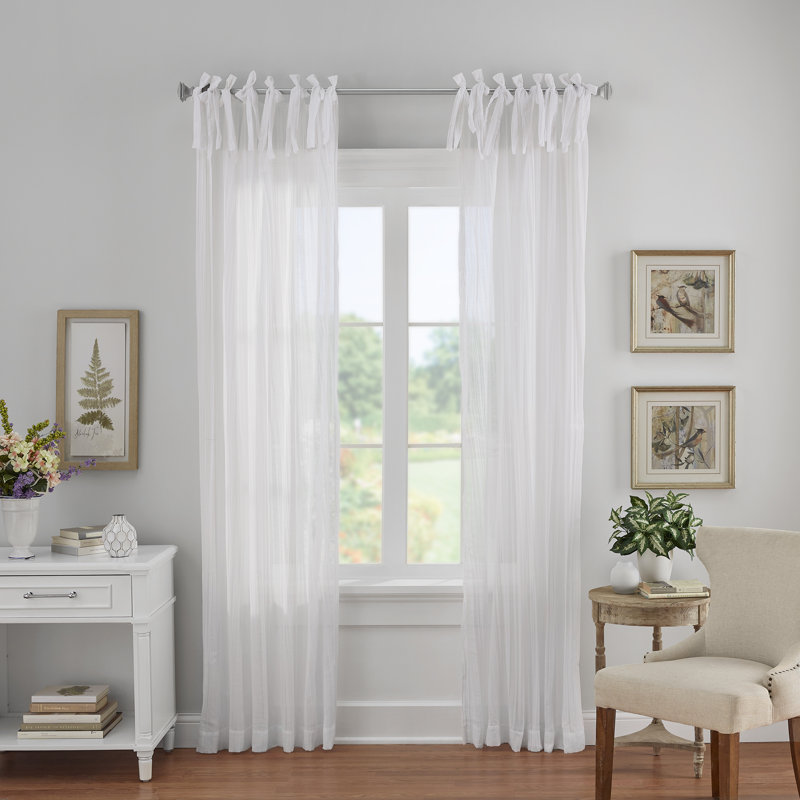 Mercuri Semi Sheer Single Curtain Panel, White, 52"W x 108"L