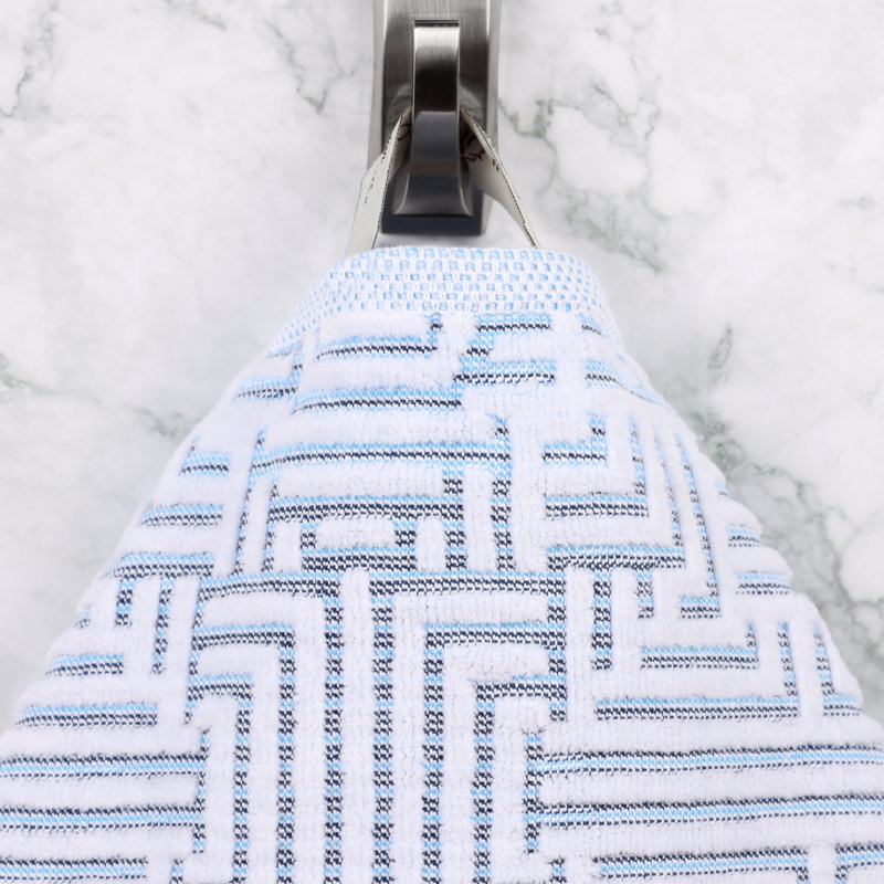 Cotton Modern Geometric Jacquard Soft Highly-Absorbent Hand Towel, Blue