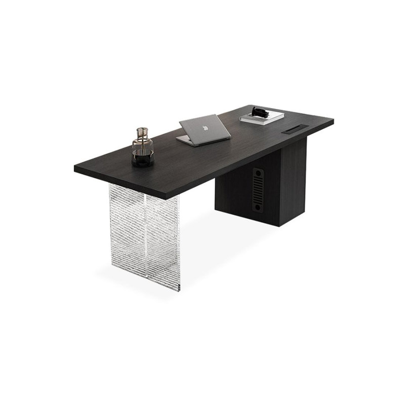Modern and simple integrated desk and bookcase, Black, 29.53" H x 62.99" W x 27.56" D