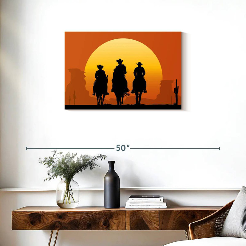 Cowboys Lelar sur des chevaux, H 20 po x l 30 po