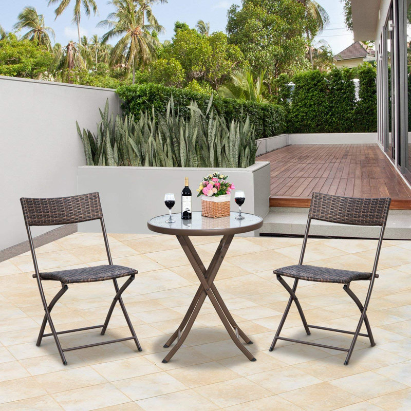 Rosio 2 - Person Patio Dining Set with Round Table, Brown