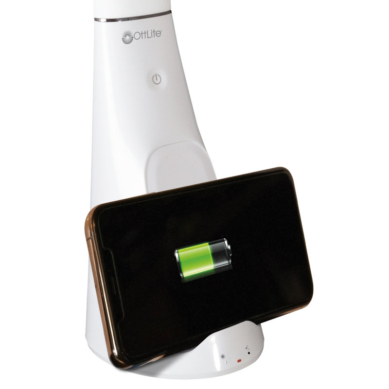 OttLite Purify LED Sanitizing Desk Lamp with Wireless Charging, Touch Activated, Flexible Neck