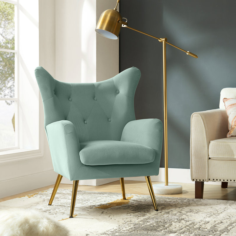 Fauteuil à oreilles 29,25 po Avianna, Velours sauge