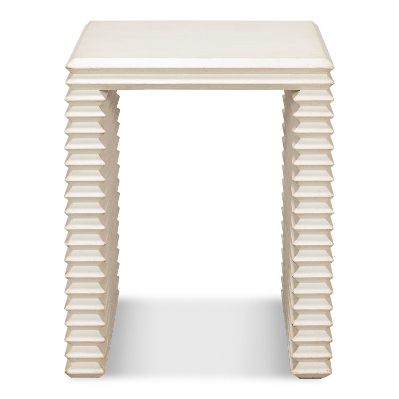 Stacked Solid Wood End Table, Antique White