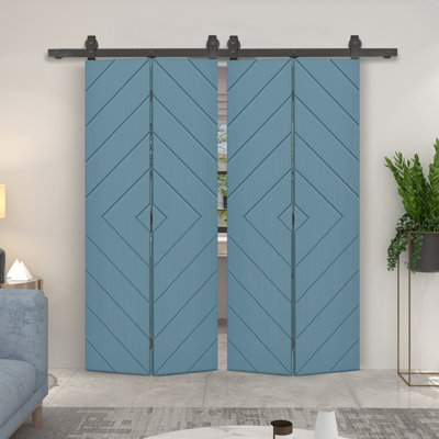 Modern Bi-Fold Double Barn Door with Sliding Hardware Kit