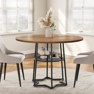 Farmhouse Kitchen Table with Metal Base, 38.6" by 17 Stories