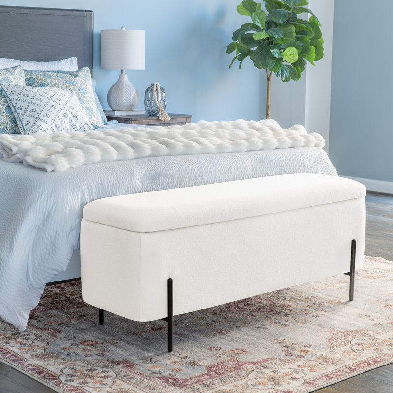 MacLaren Upholstered Storage Bench, Cream