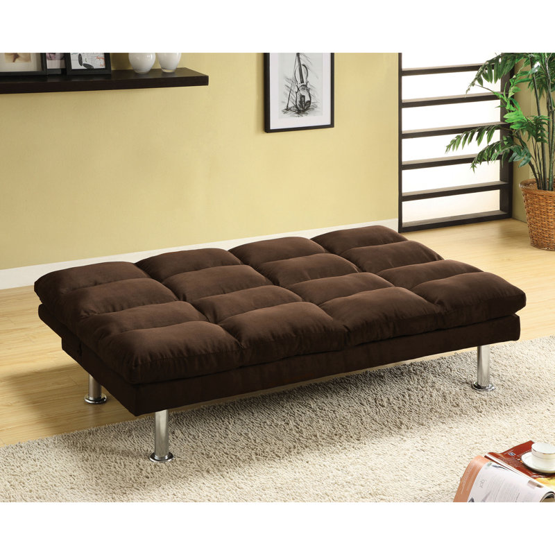 Zayric Futon Sofa Bed, Brown Fabric