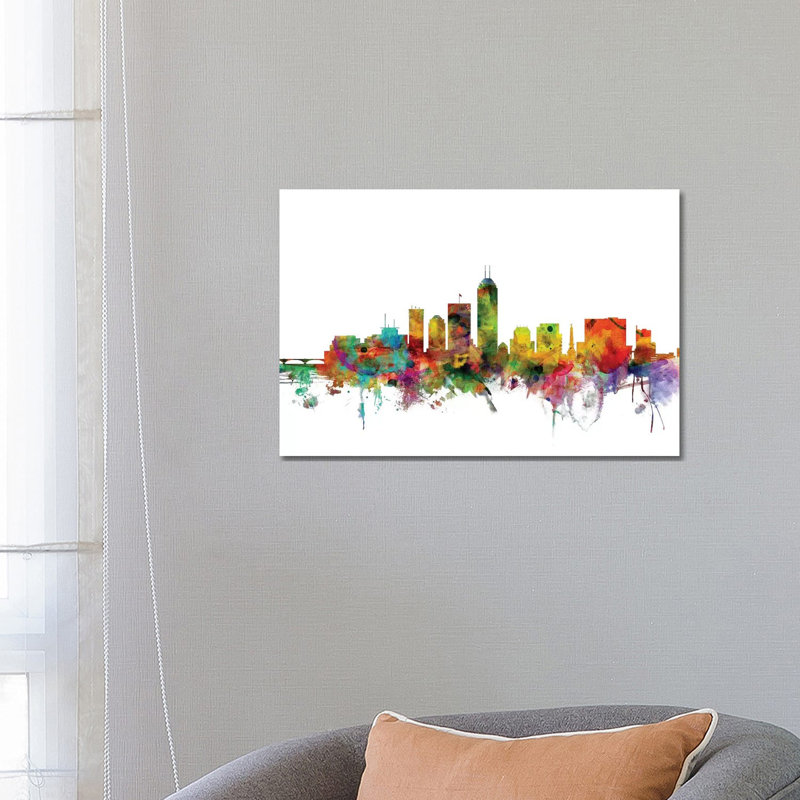 Indianapolis, Indiana Skyline by Michael Tompsett - Wrapped Canvas Gallery-Wrapped Canvas Giclée