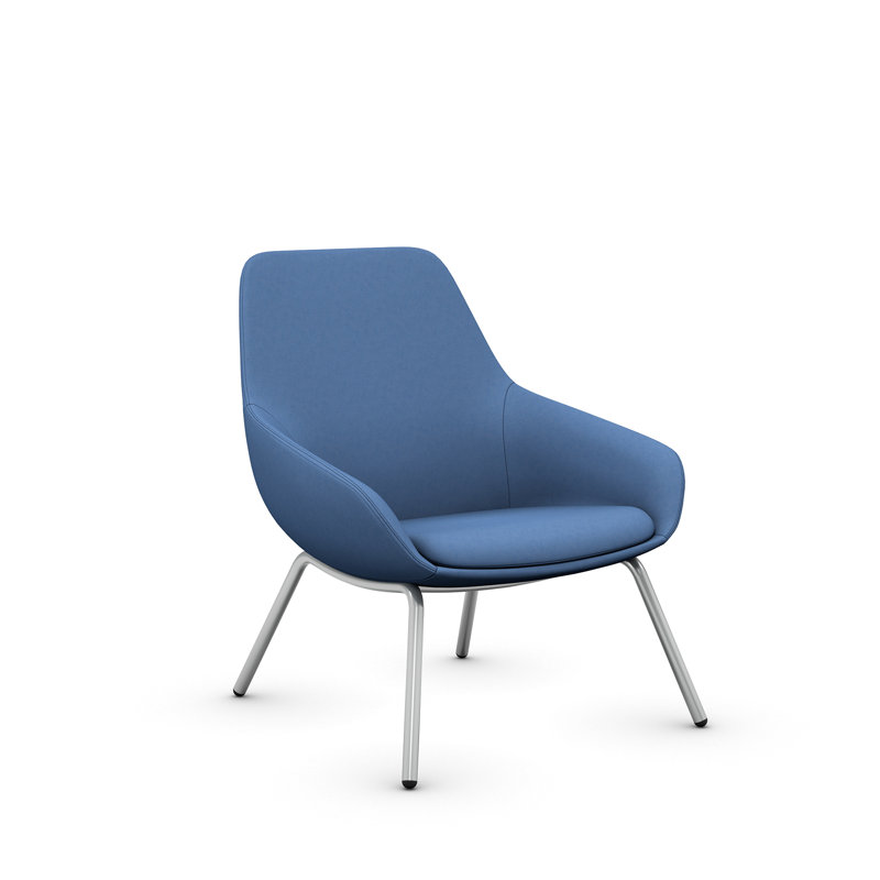 Lilly Upholstered Lounge Chair from 9to5 Seating, Silver,  Blue Polyester