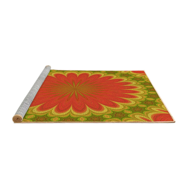 Tapis jaune tissé à la machine, Rond 6 pi