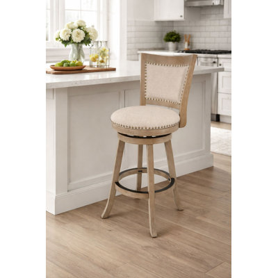 Falken Swivel Upholstered Counter Stool with Solid Wood Frame