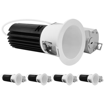 Luxrite 2 Inch LED Deep Regressed Canless Spotlight, 5CCT 2700K-5000K, 1000LM, 15W, 38° Beam, CRI90, Dimmable, 120V, IC Rated, Wet Rated, ETL 4 Pack