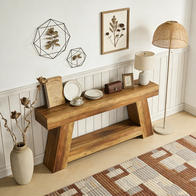 Table de canapé à 2 niveaux Farmhouse avec tablette de rangement ouverte