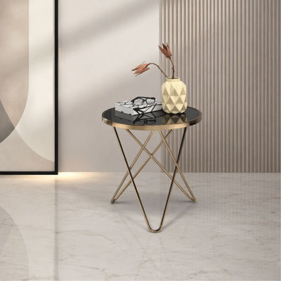 Table d'appoint Celina avec plateau en verre