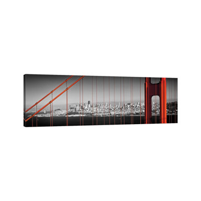 Golden Gate Bridge Panoramic Downtown View by Melanie Viola - Wrapped Canvas Panoramic Gallery-Wrapped Canvas Giclée