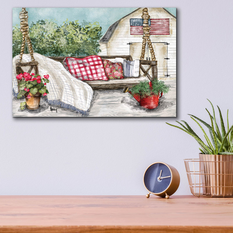 «Summer Porch Swing» par Ashley Bradley, art mural en verre acrylique, H 12 po x l 16 po x P 0,13 po