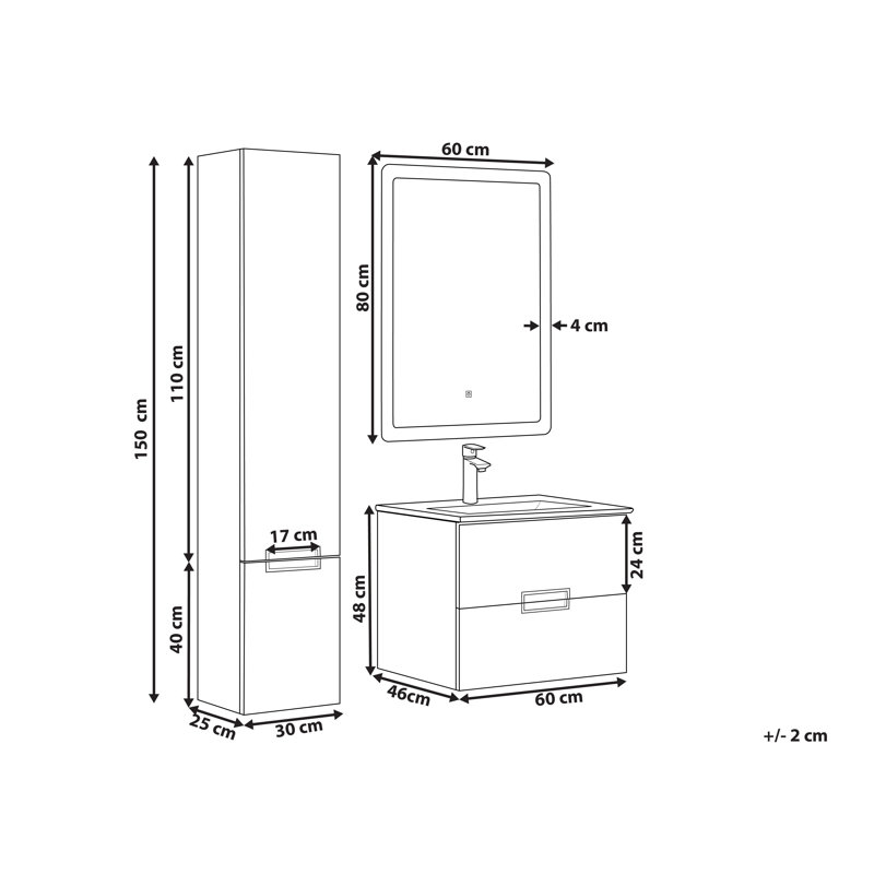 Lamarcus Bathroom Storage Furniture Set, Black