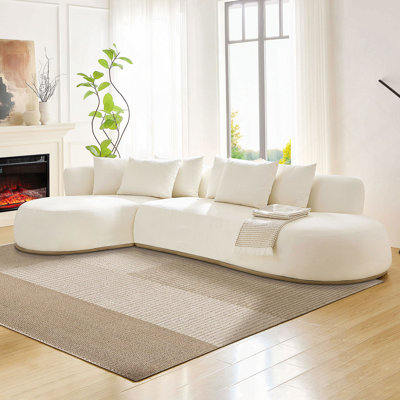 Oversized L-Shape Sectional Sofa With Deep Seat And Chaise, Modern Beige Fabric For Comfortable Living Room Seating