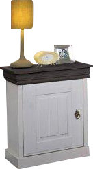 51cm W Solid Wood Bedside Table, White waxed and colonial