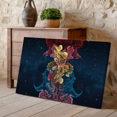 Canvas A Swirling Abstract Composition Featuring Vibrant Hues Of Deep Red Wall Art Golden Yellow And Rich Blue Creating A Dynamic Canvas Wall Art