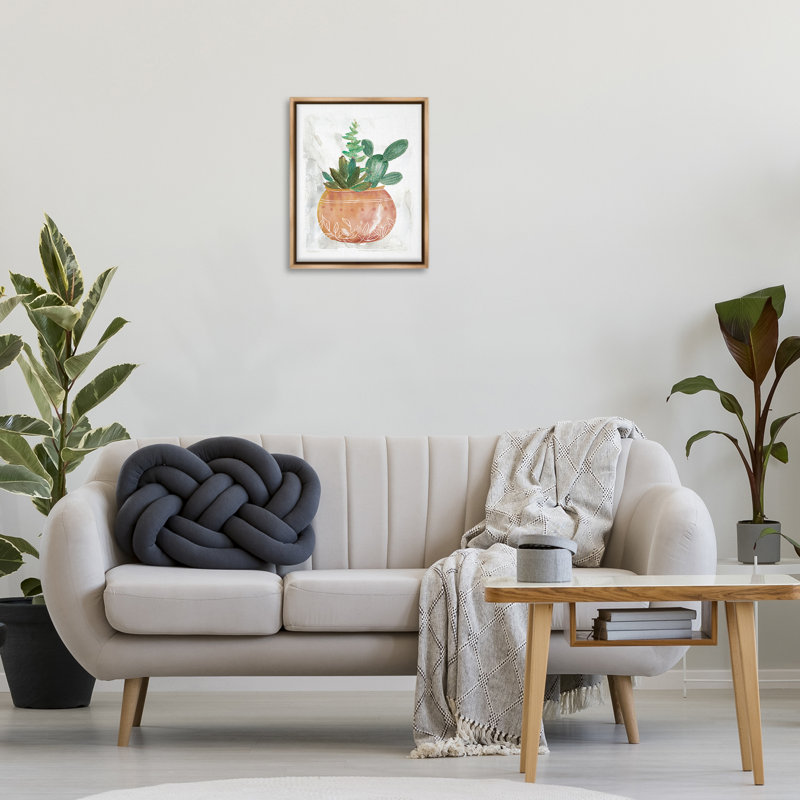  «Succulent Planter Vase» par Carol Robinson, H 21 po x l 17 po, Cadre flottant orme Montalcino
