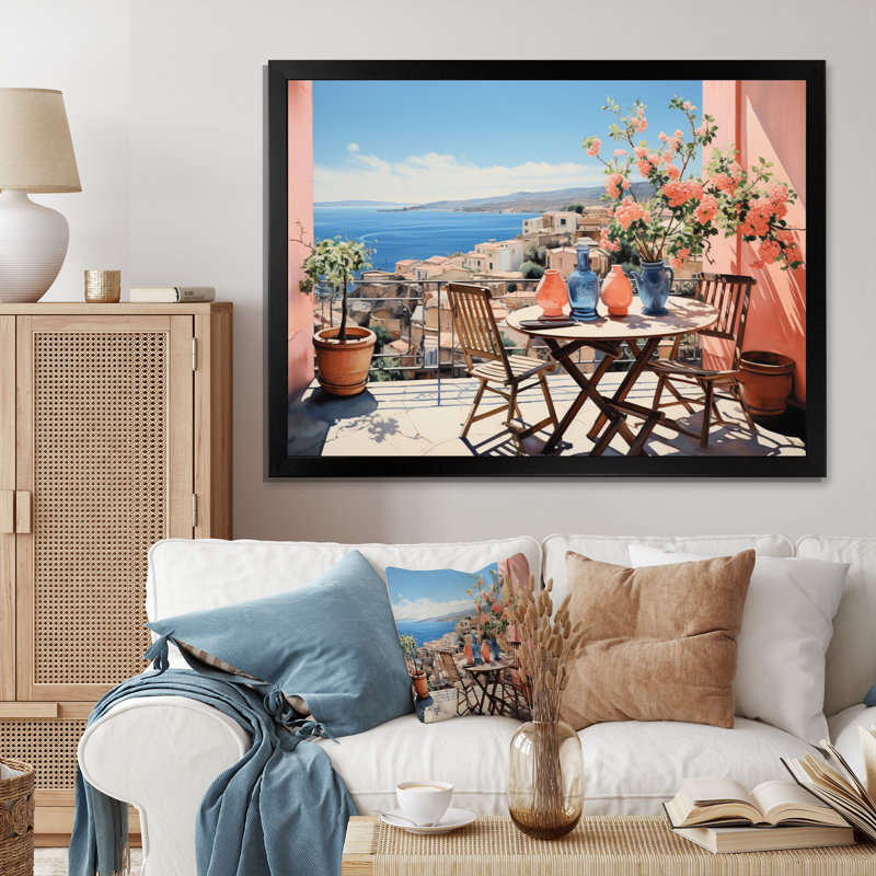 La Dolce, côte italienne II - Italie, art mural, Cadre simple noir, H 34 po x l 44 po x P 1,5 po