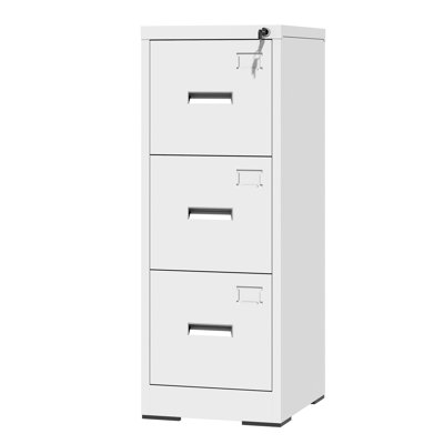 Heavy-Duty 3-Drawer File Cabinet With Lock - Black Vertical Metal Storage Cabinet For Home Office, Organizes Letter, Legal & A4 Size Documents