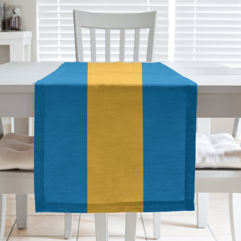 Chemin de table basket Philadelphia, L 90 po x l 16 po, Bleu / Blanc / Bleu, Polyester sergé