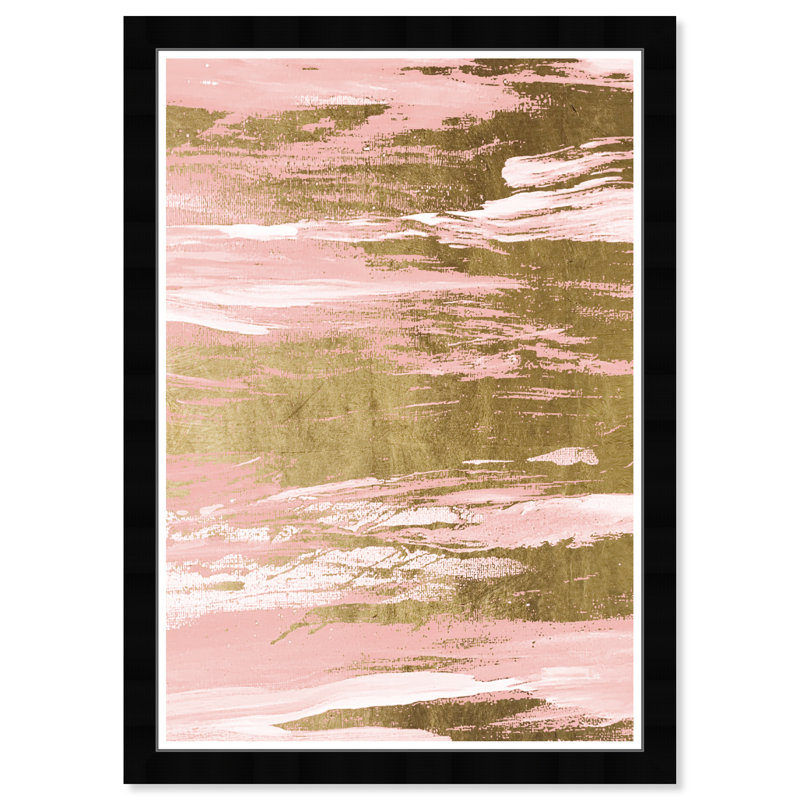«Abstract Blush Waves», impression sur papier rose moderne, Noir