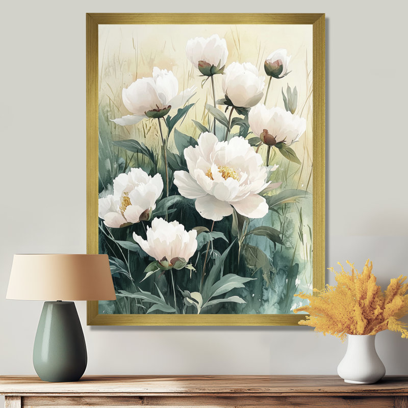 Giddings - Floral Canvas Art Print, H 20 po x l 12 po, Reproduction encadrée d'une seule photo, Doré