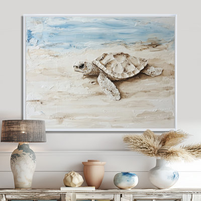 Minimal Turtle By The Beach - Tortue, art mural
