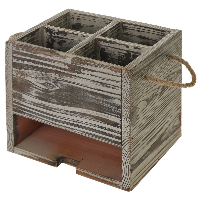 Wood Rectangle Flatware Caddy