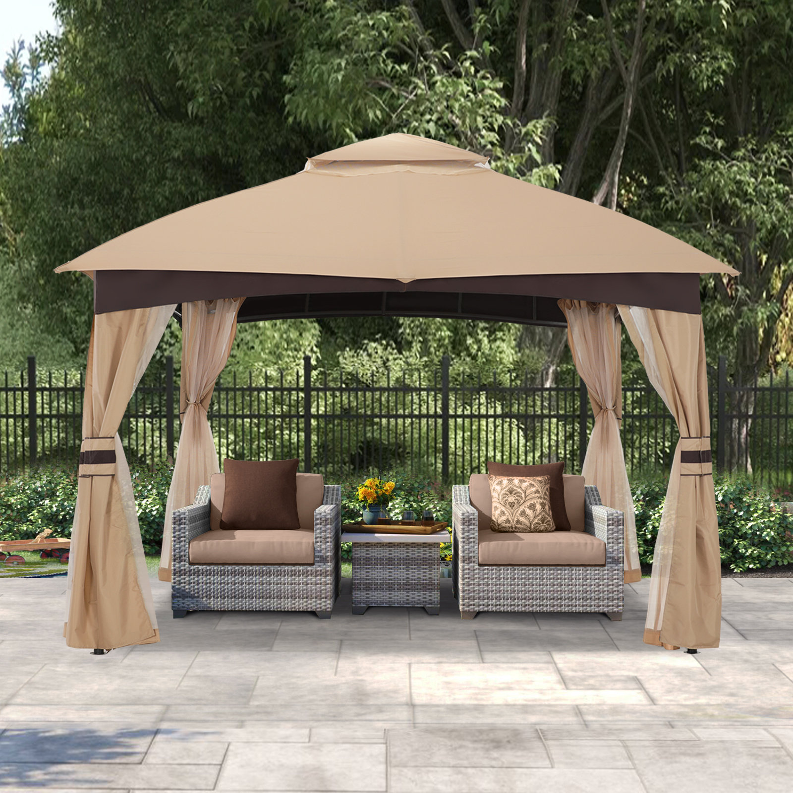 MasterCanopy 9 Ft. W x 9 Ft. D Steel Patio Gazebo & Reviews | Wayfair