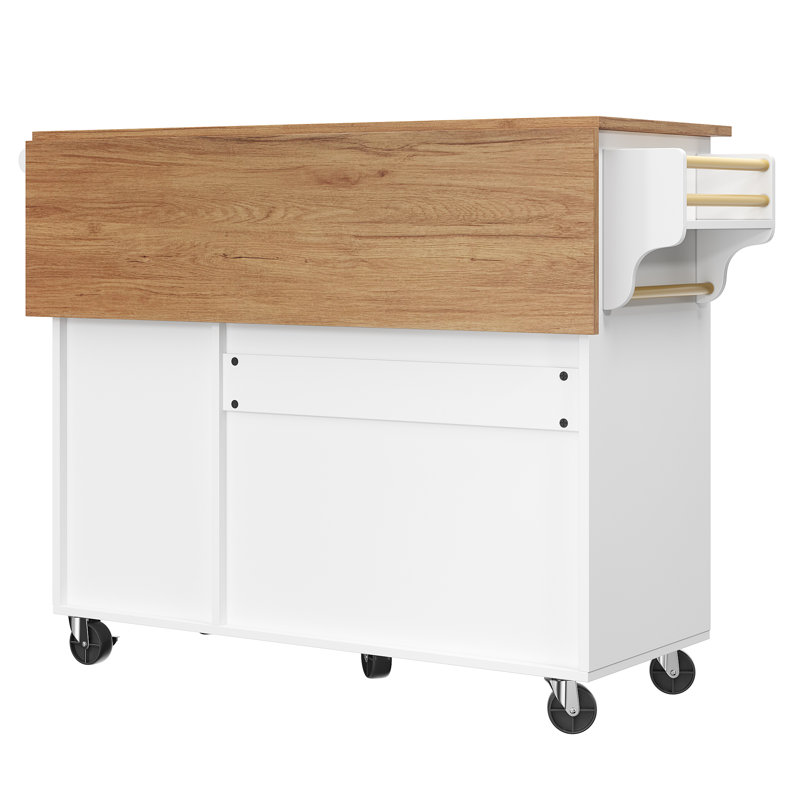 Wood Kitchen Island, White