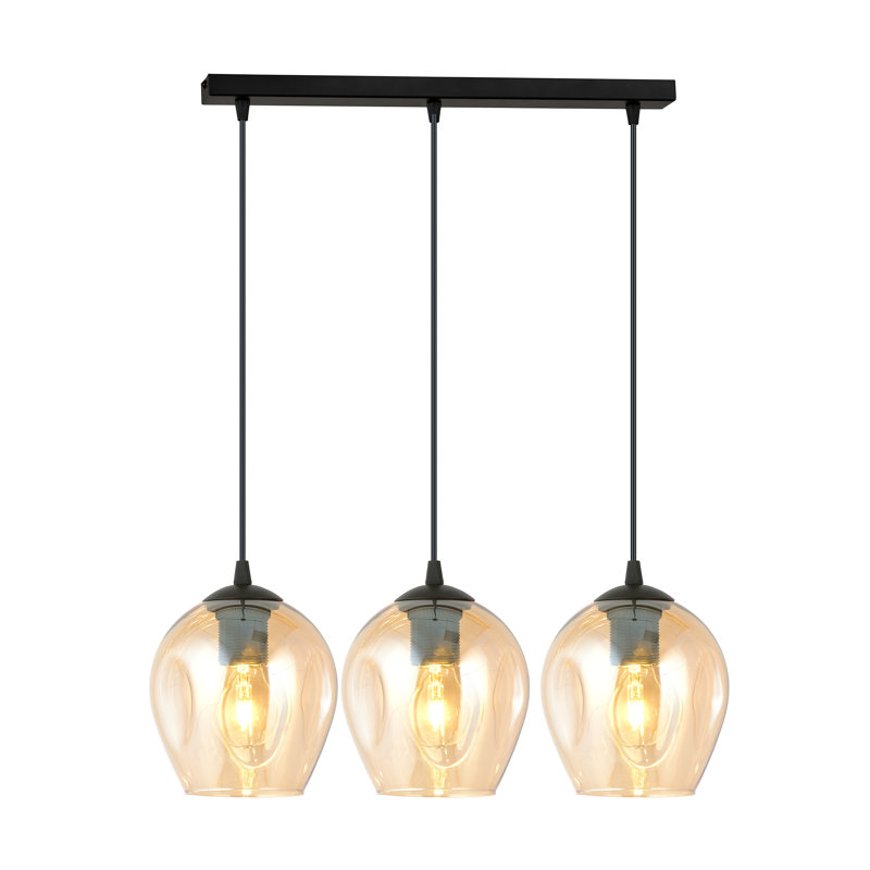 Cadi-Grace 3 - Light Black Kitchen Island Pendant, Amber