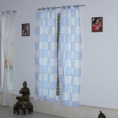 Hokku Designs Handmade Checkered Stars Cotton Curtains (Pair)