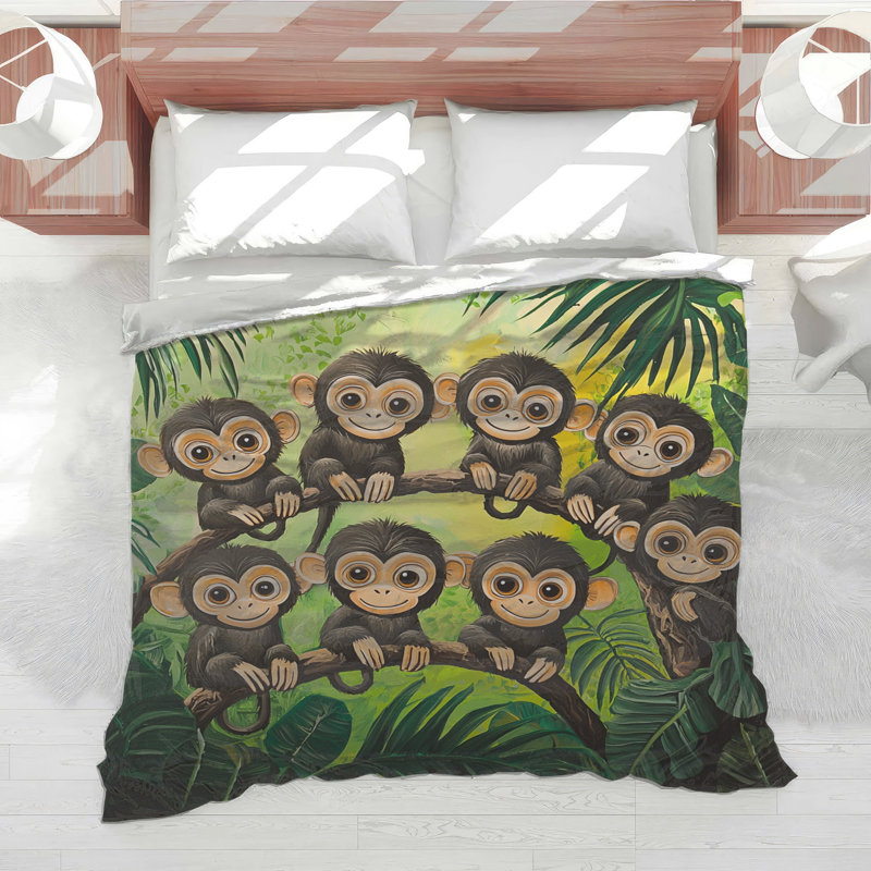 Monkeys Bedding Animals Comforter Bohemian Boho, Twin