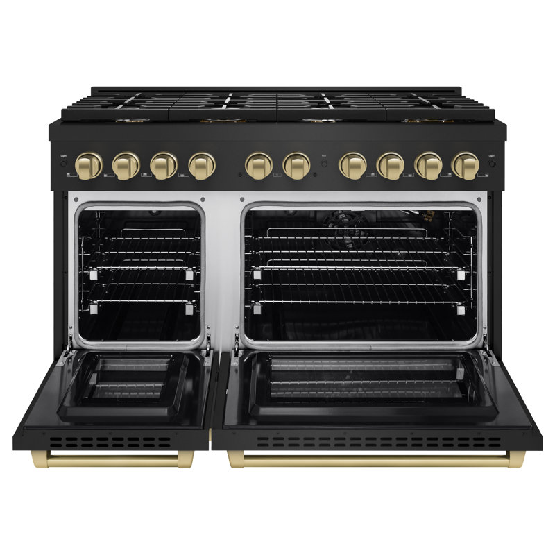 48" Black and Bronze Dual-Fuel Convection Range with Griddle