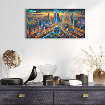  'Las Vegas - Futuristic Painting' by Rey Klimt Acrylic Glass Wall Art