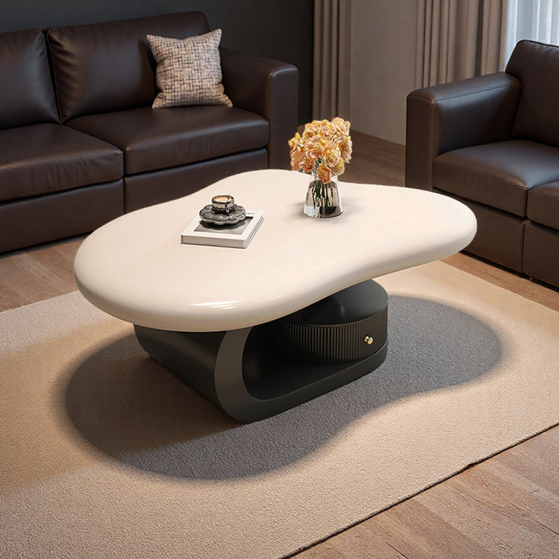 Table basse pour petit salon, H 17,71 po x L 39,37 po x l 27,16 po, Blanc, Noir