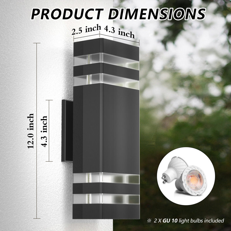 Modern Black Outdoor Lighting Fixture, IP55 Aluminum Waterproof Porch Light, Square Top And Bottom Outdoor Wall Light, Outdoor Lighting Fixture, Suitable For Home Porch, Garden, Terrace, Courtyard