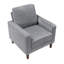 Chaise en velours côtelé gris moderne avec dossier rembourré et structure en bois massif, coussin confortable en contreplaqué exposé pour la chambre à coucher-121111145