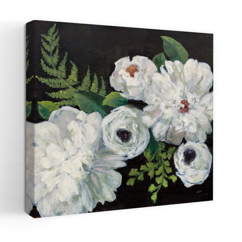 Bouquet de minuit contemporain I avec art en bouquet noir, H 18 po x l 18 po