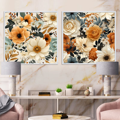 Vannie - Ensemble de 2 collages carrés floraux