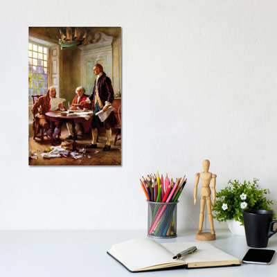«Restored Peinture de l'écriture de la déclaration d'indépendence» par John Parrot - impression sur toile tendue