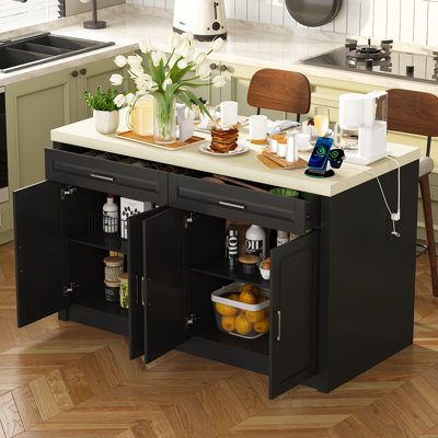 Multifunctional Kitchen Island With Charging Station