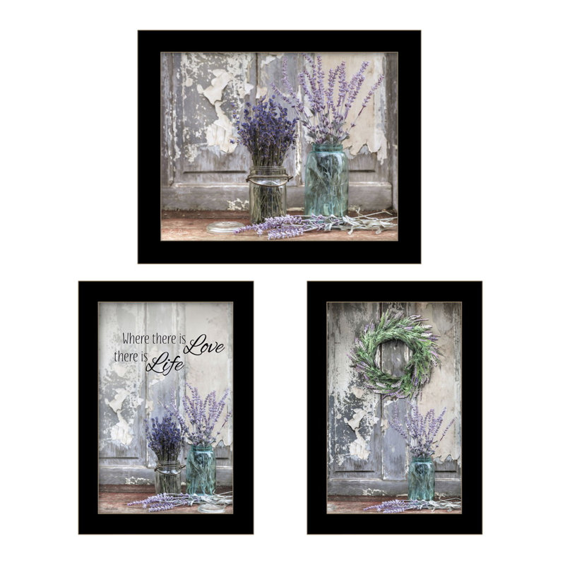 "Abundance Of Beauty", ensemble de 3 vignettes murales pour le salon, décoration intérieure par Lori Deiter